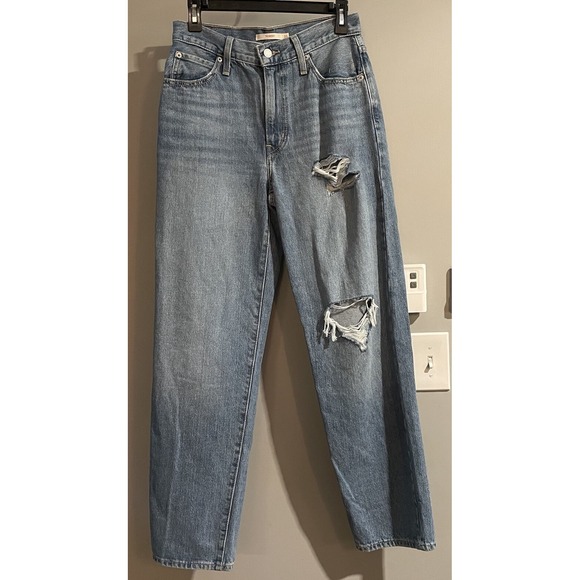 Levi's Denim - Levis‎ Jeans Baggy 94 Denim Loose Light Wash Distressed Womens 26